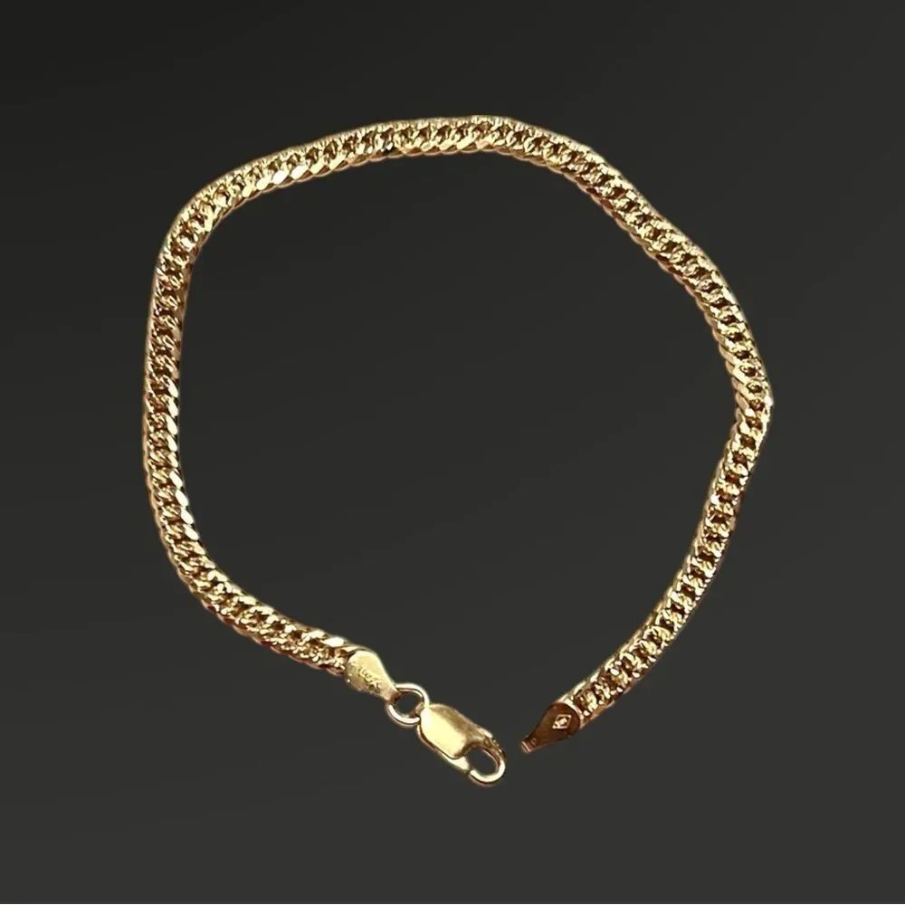 Gold Over Sterling Silver Double Cuban Link Chain 7.5” Bracelet